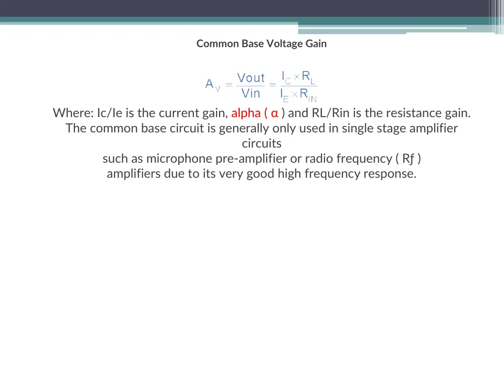 common base voltage gain