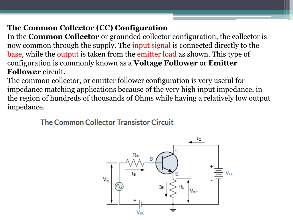 the common collector cc configuration