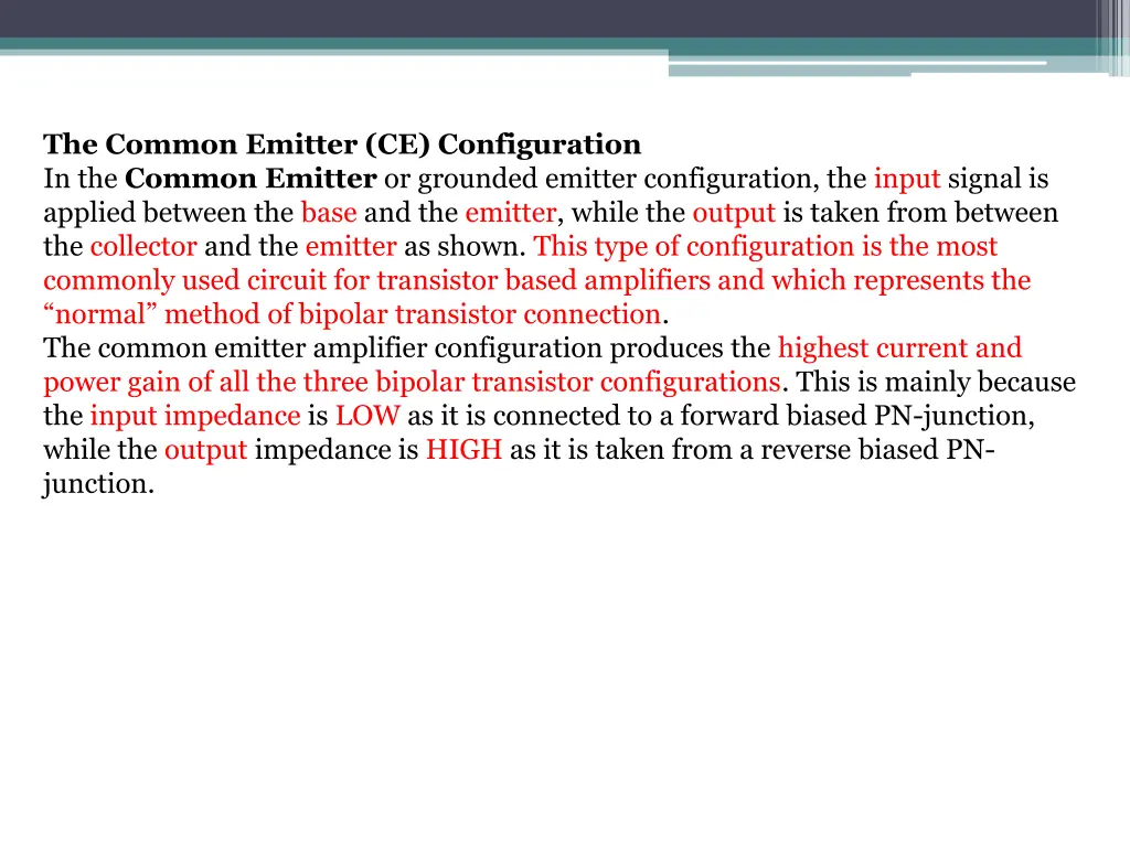 the common emitter ce configuration in the common