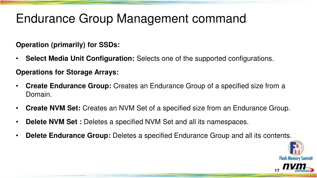 endurance group management command 1