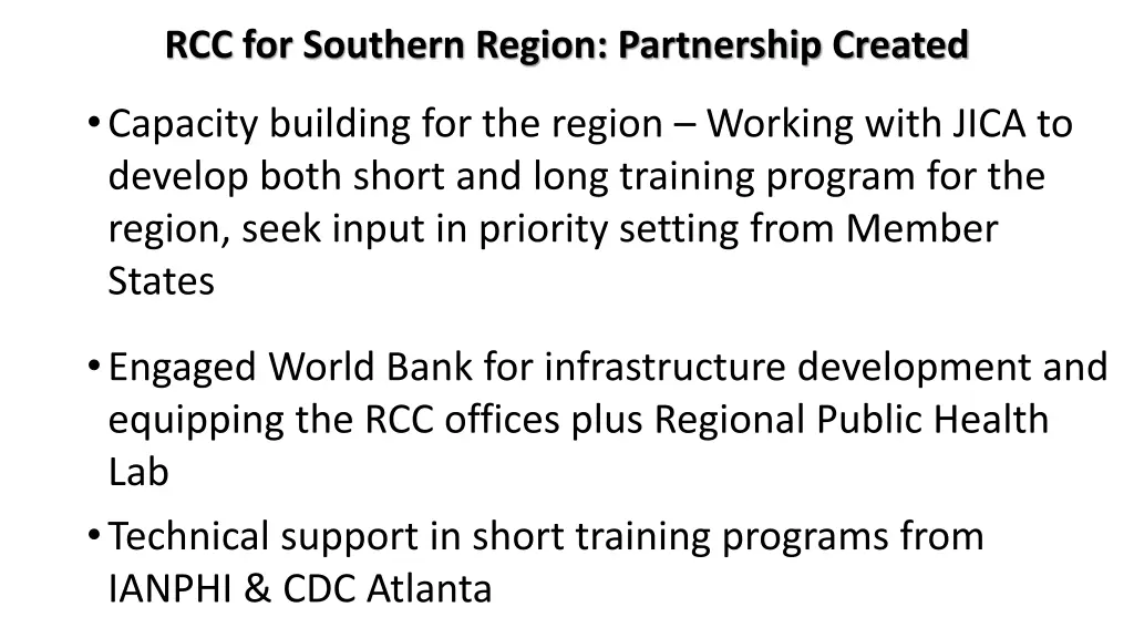 rcc for southern region partnership created