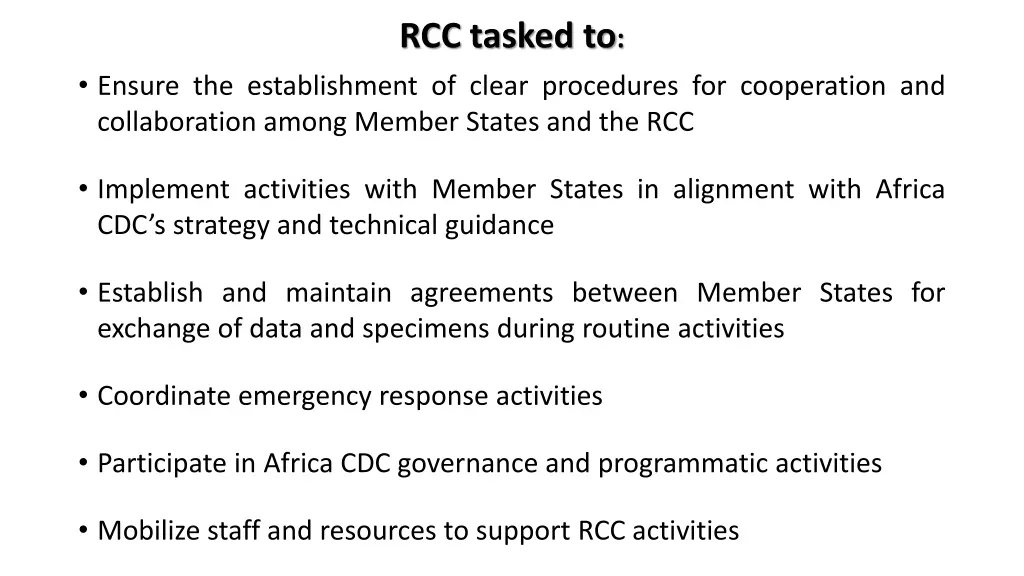 rcc tasked to