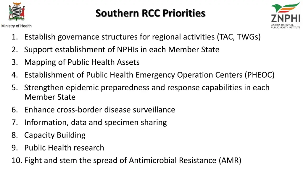 southern rcc priorities