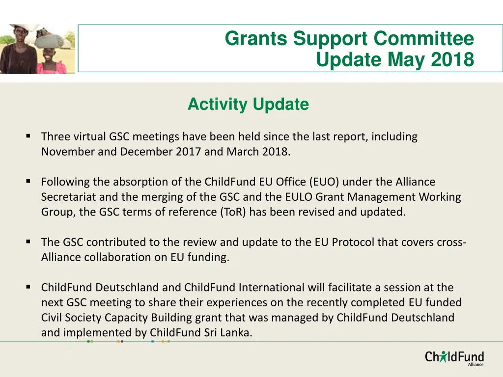 grants support committee update may 2018