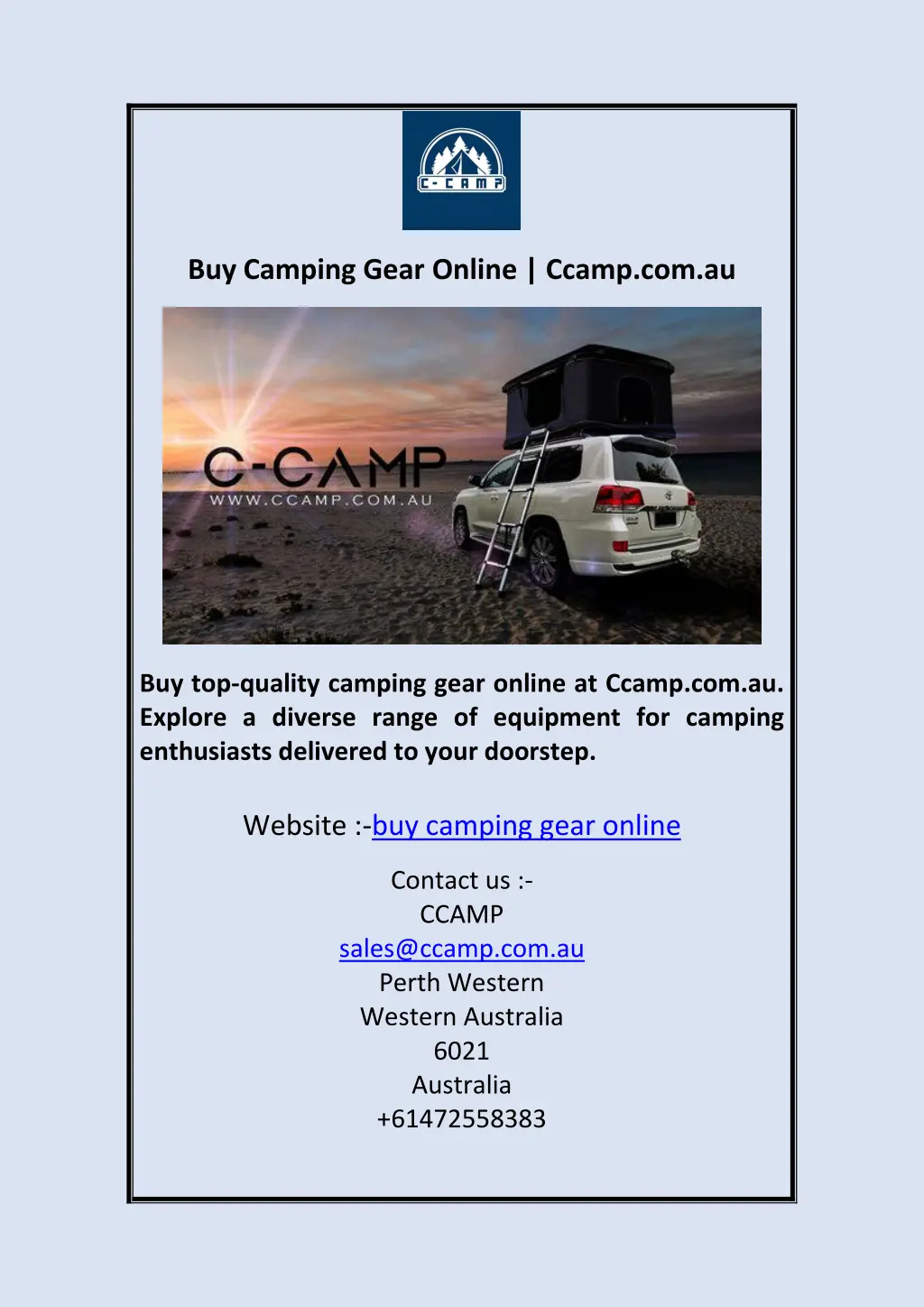buy camping gear online ccamp com au