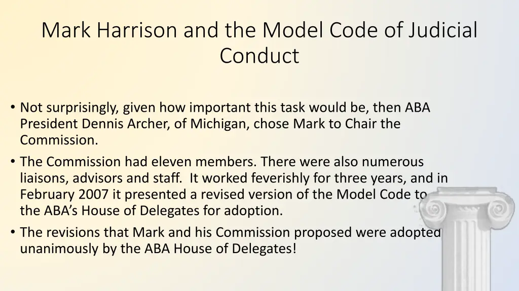 mark harrison and the model code of judicial 1