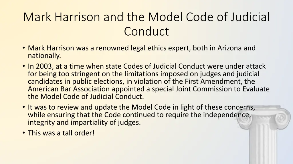 mark harrison and the model code of judicial