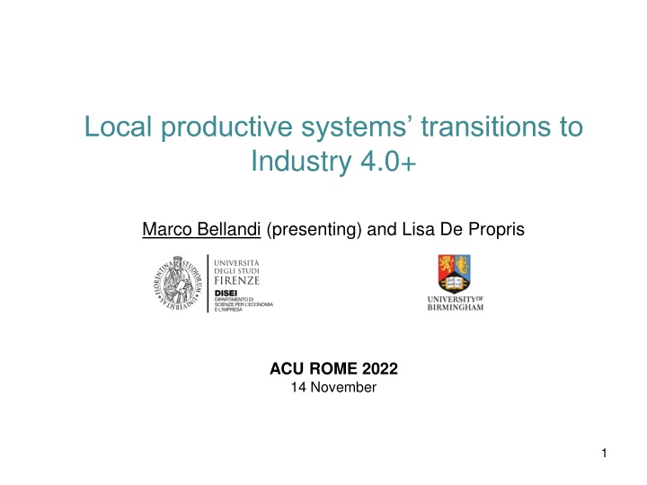 local productive systems transitions to industry