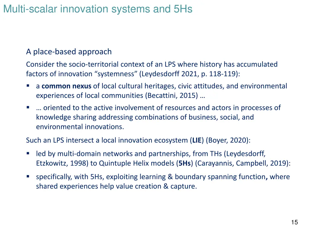 multi scalar innovation systems and 5hs