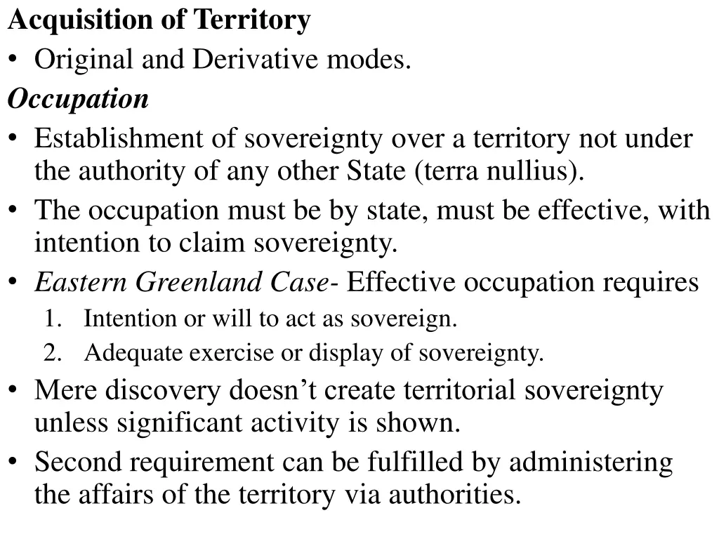 acquisition of territory original and derivative