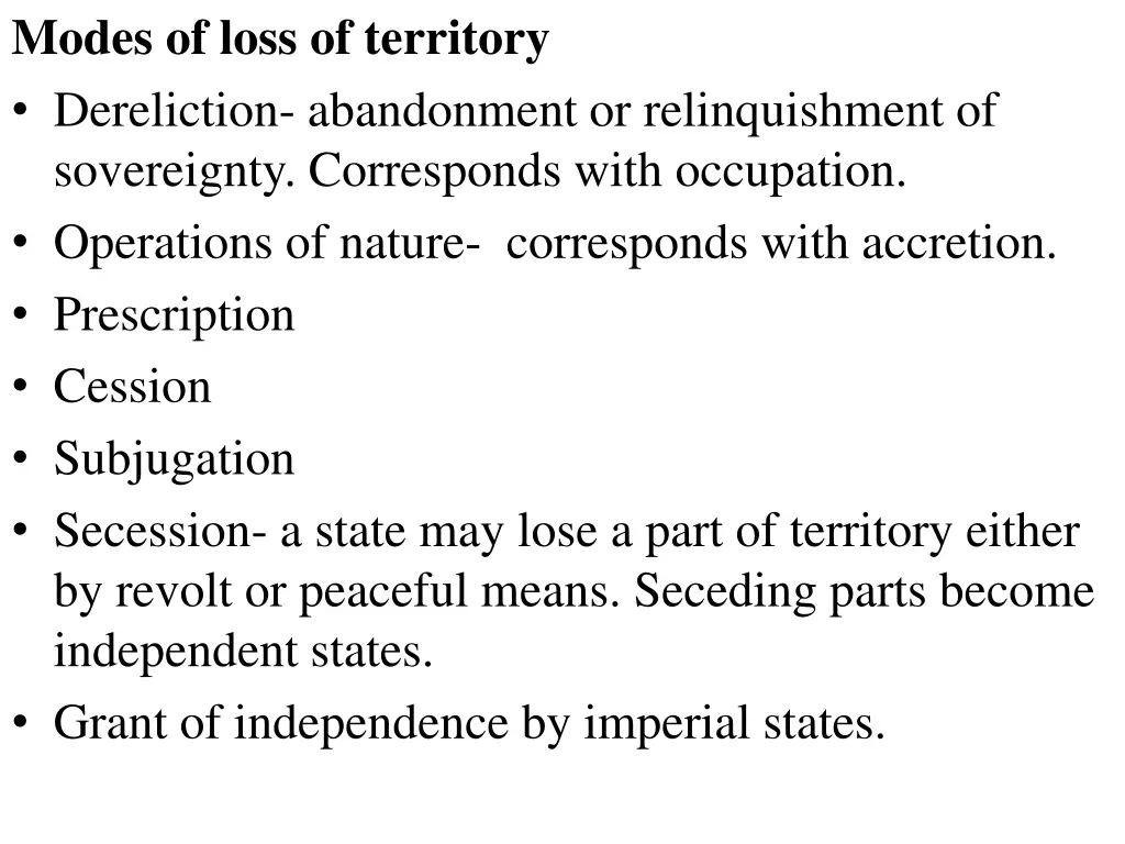 modes of loss of territory dereliction