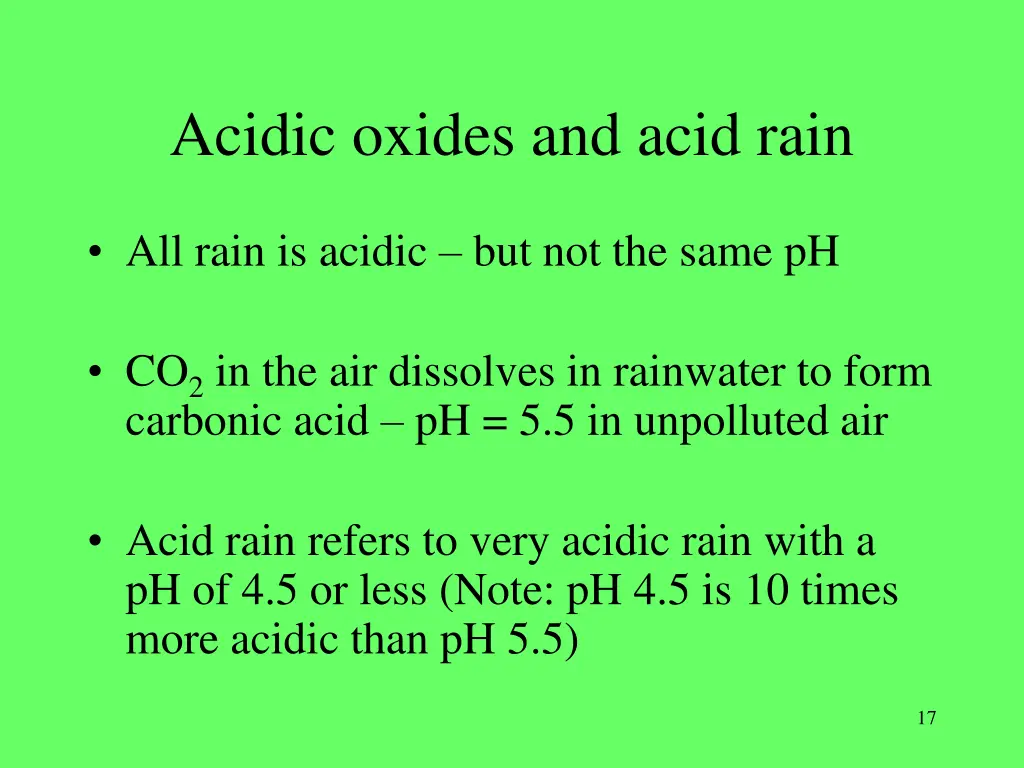 acidic oxides and acid rain