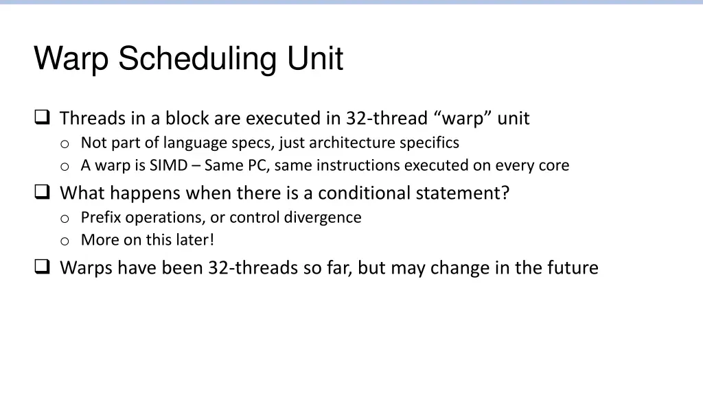 warp scheduling unit