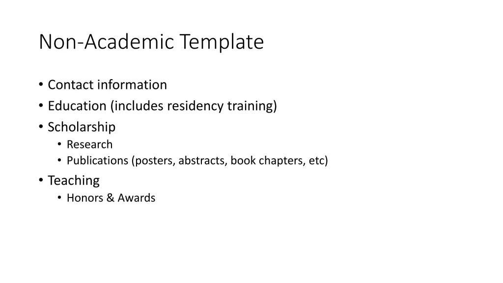 non academic template