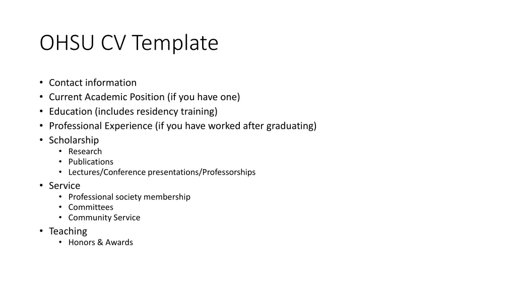 ohsu cv template