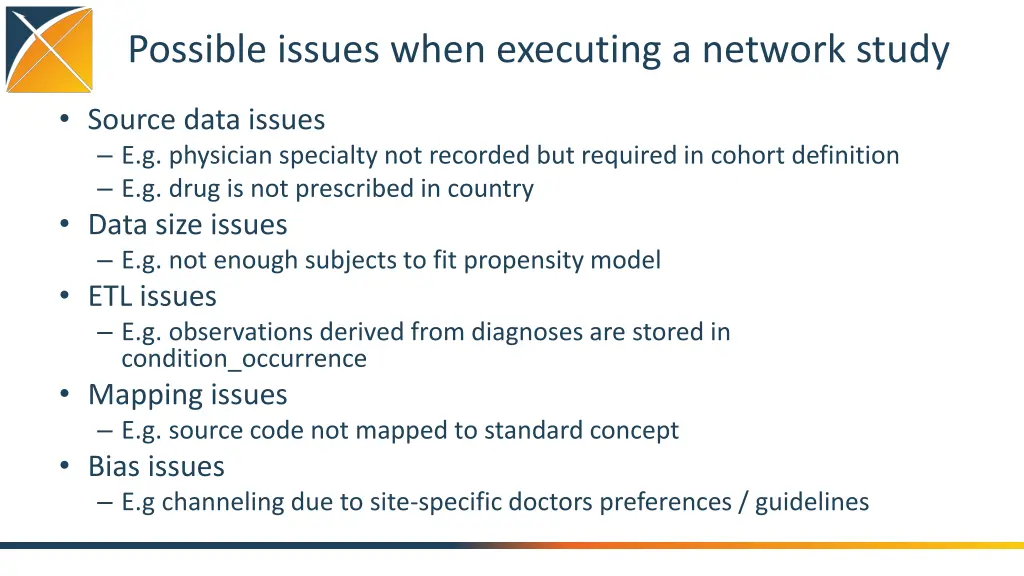 possible issues when executing a network study 1