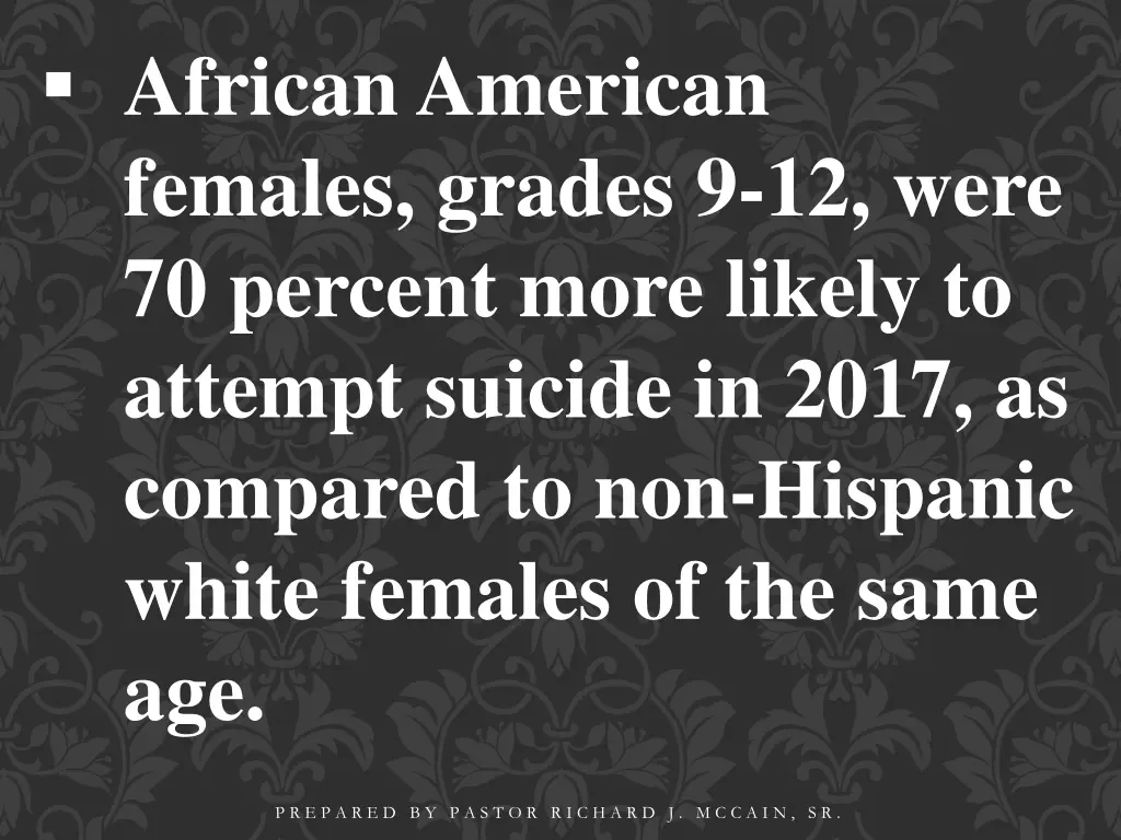 african american females grades 9 12 were