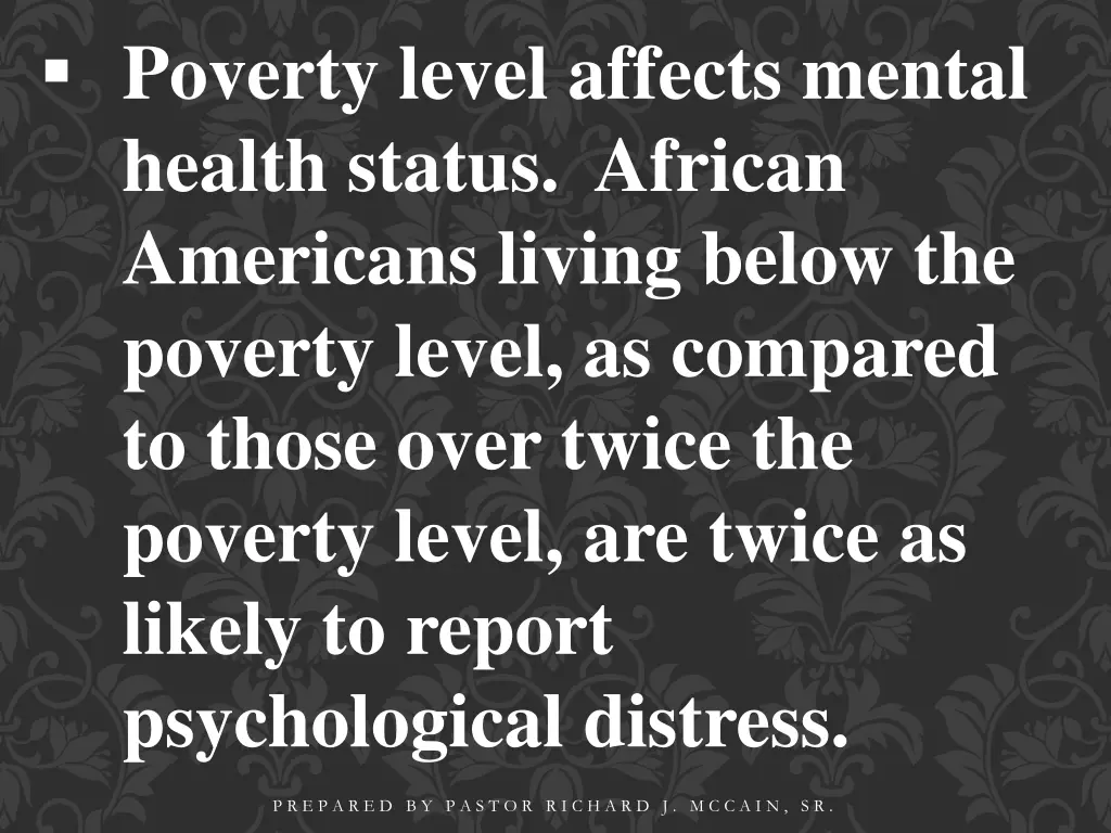 poverty level affects mental health status