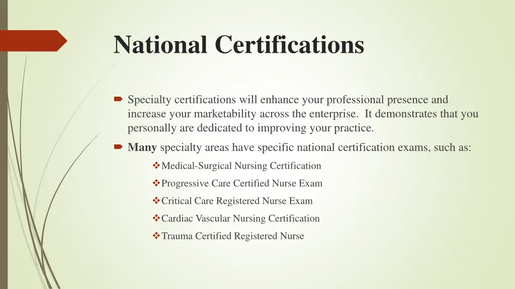 national certifications