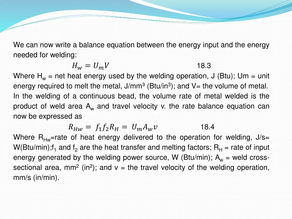 we can now write a balance equation between