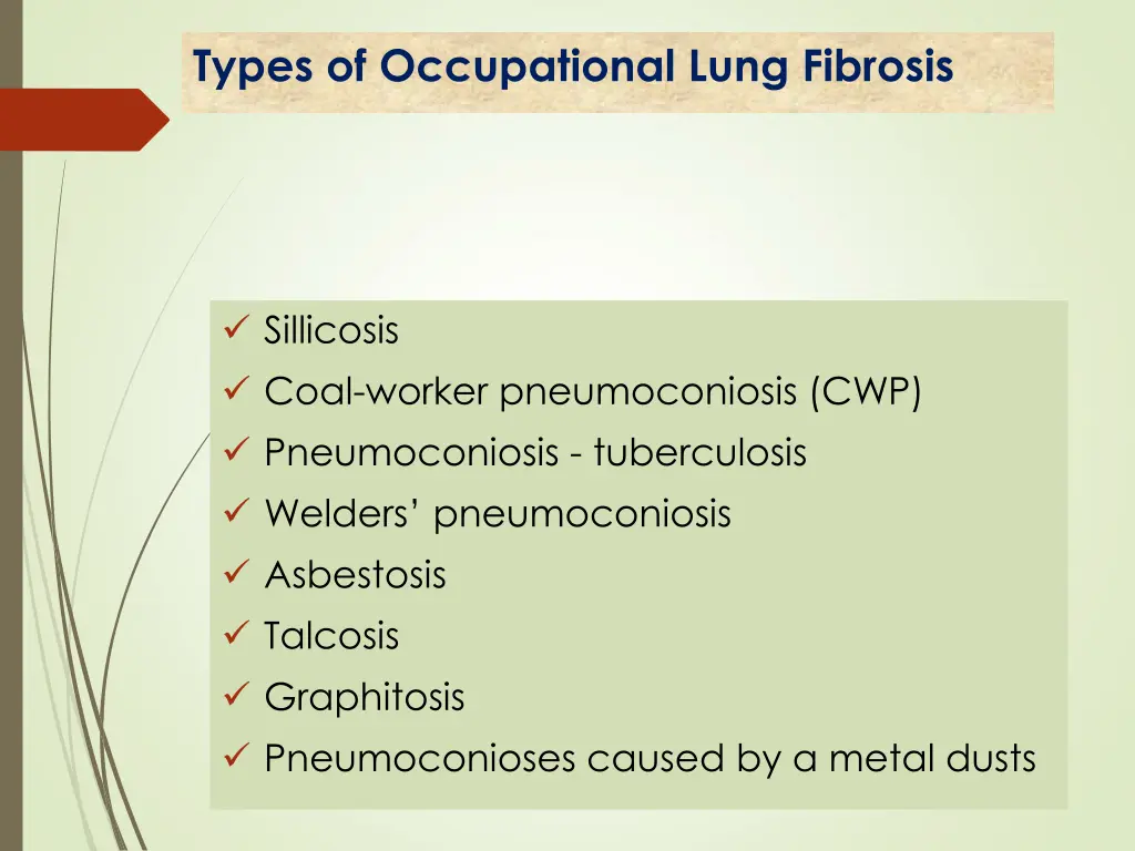 types of occupational lung fibrosis