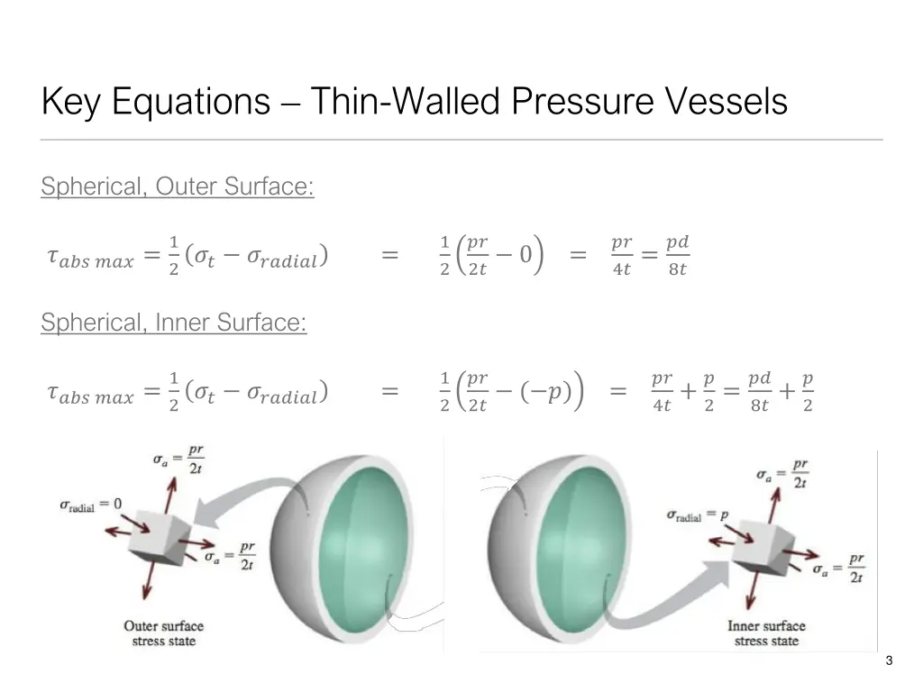 key equations thin walled pressure vessels 1