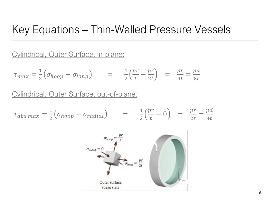 key equations thin walled pressure vessels 2