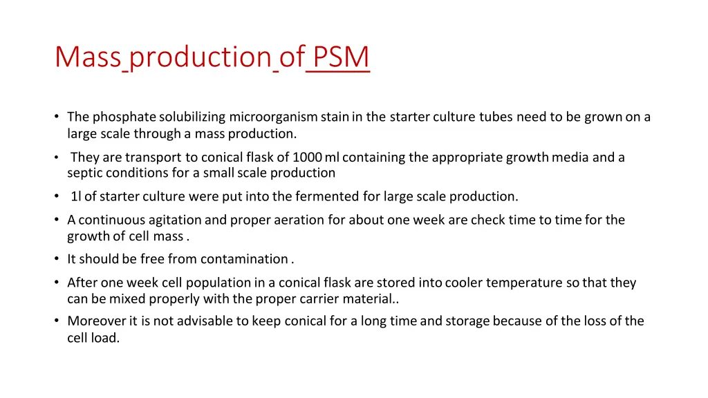 mass productionof psm