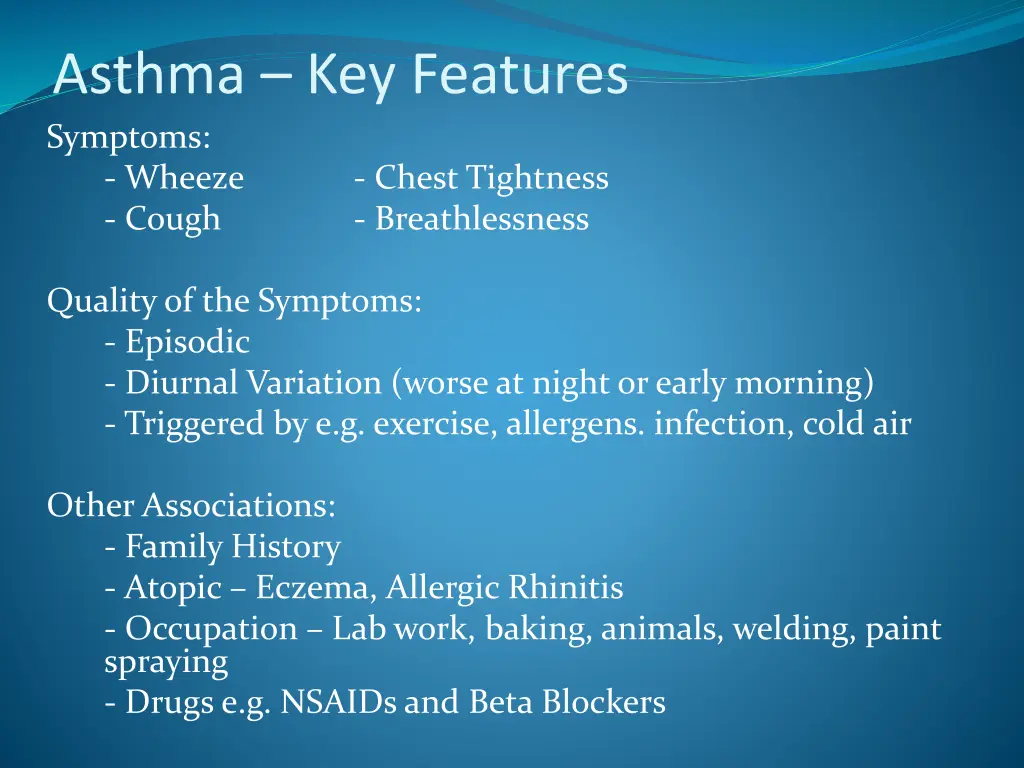 asthma key features symptoms wheeze cough