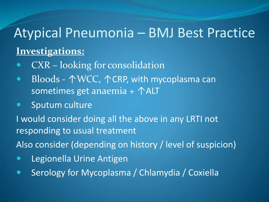 atypical pneumonia bmj best practice