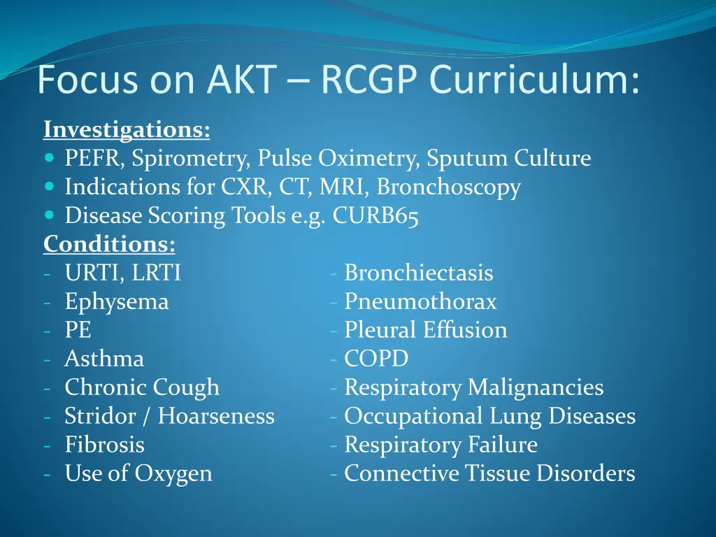 focus on akt rcgp curriculum