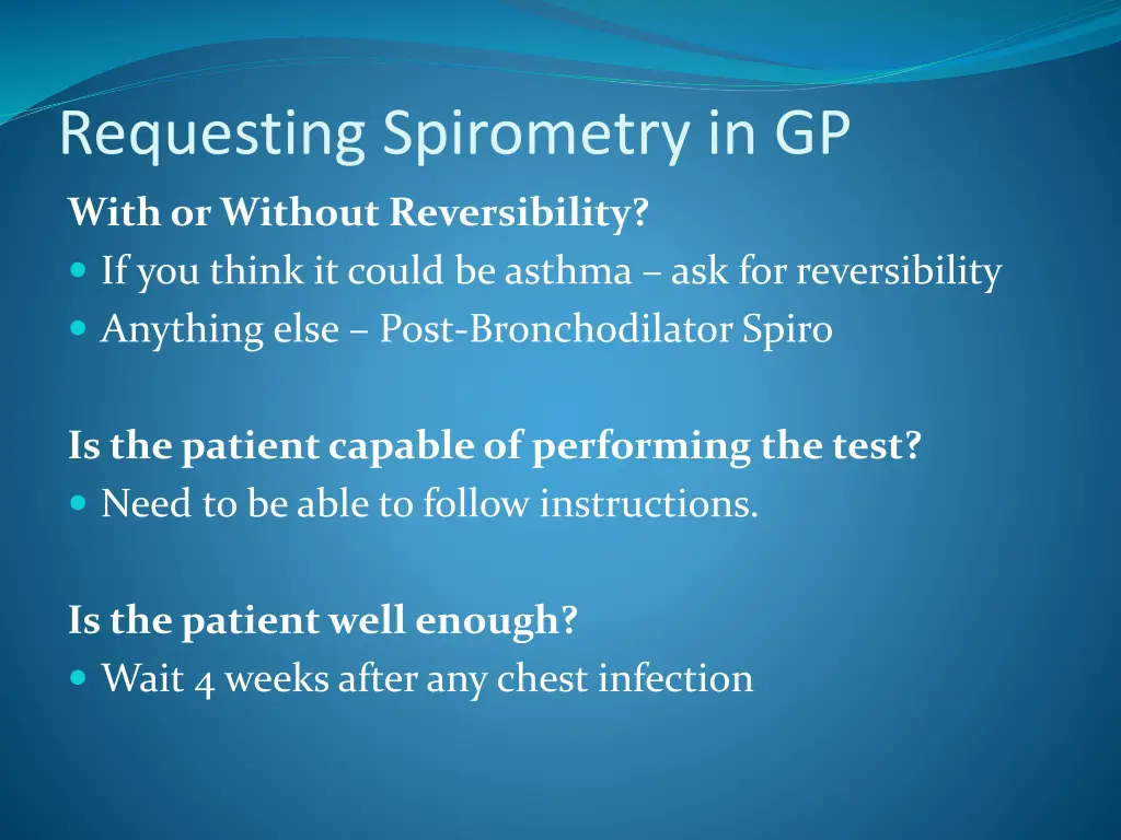 requesting spirometry in gp