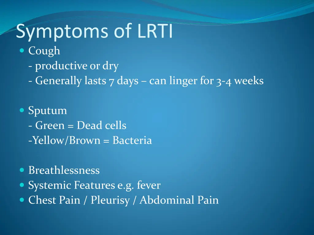 symptoms of lrti cough productive