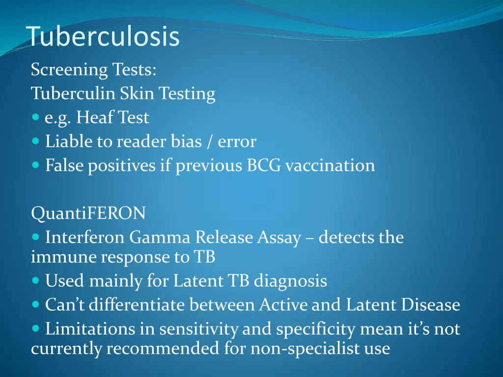 tuberculosis screening tests tuberculin skin