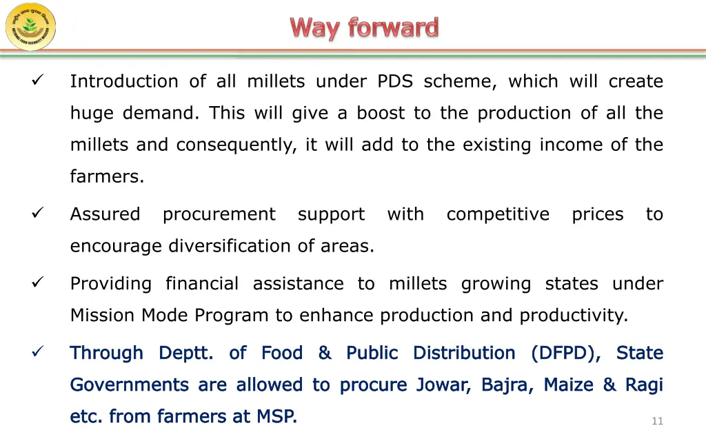 introduction of all millets under pds scheme