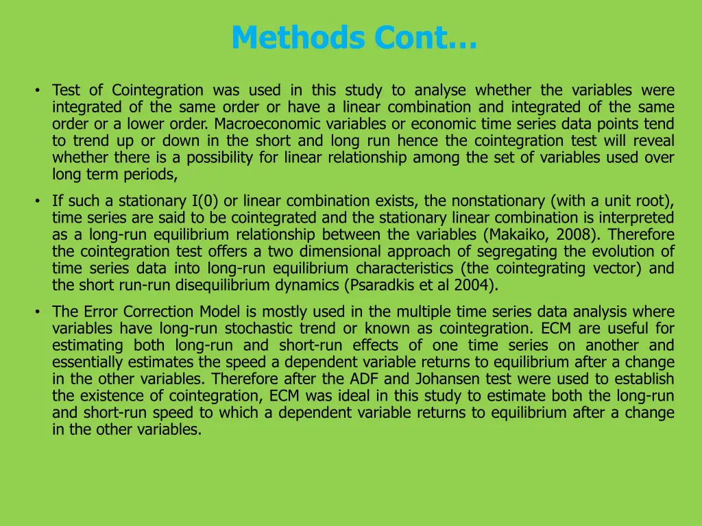 methods cont