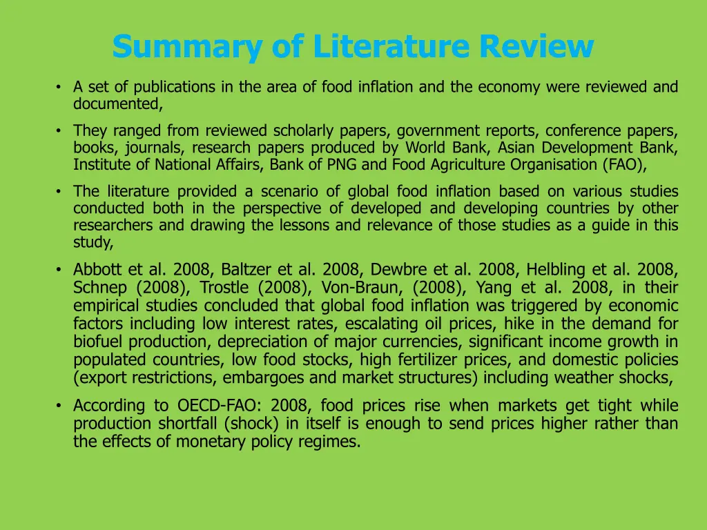 summary of literature review