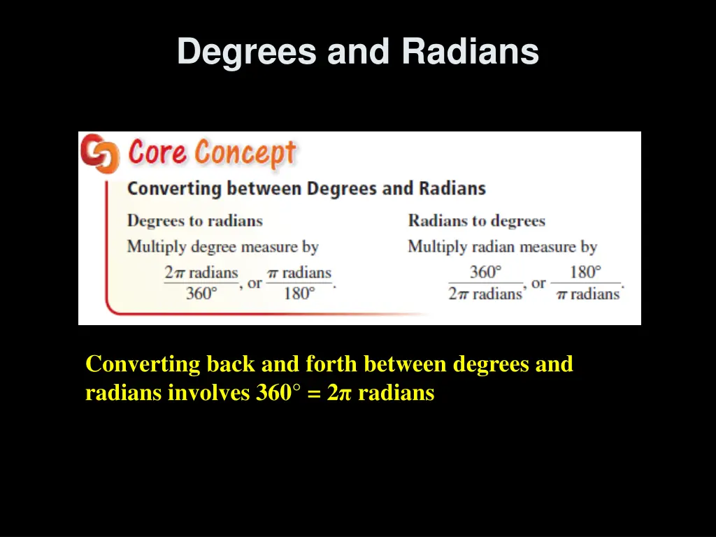 degrees and radians