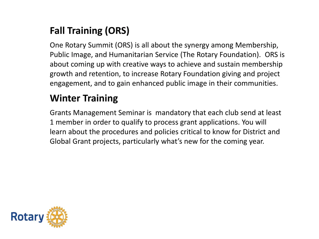 fall training ors