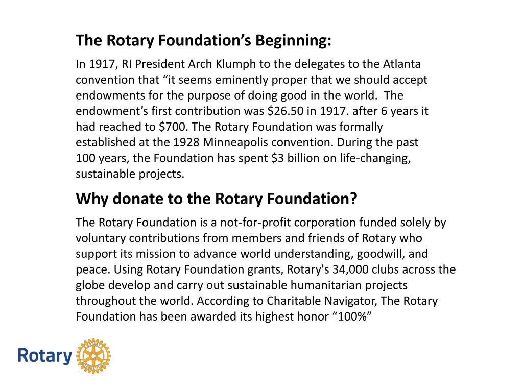 the rotary foundation s beginning