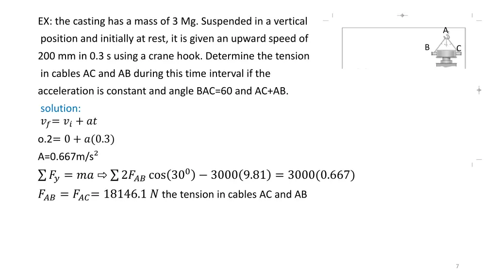 ex the casting has a mass of 3 mg suspended