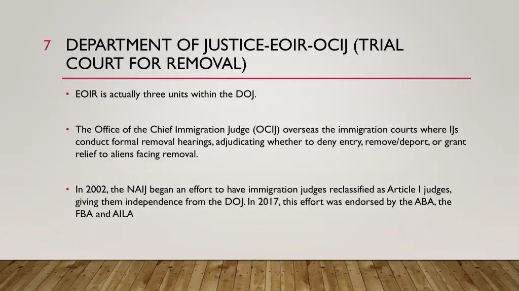 department of justice eoir ocij trial court