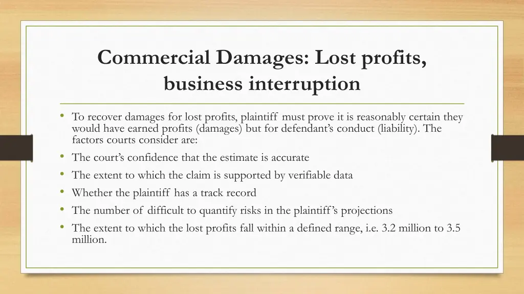 commercial damages lost profits business 1