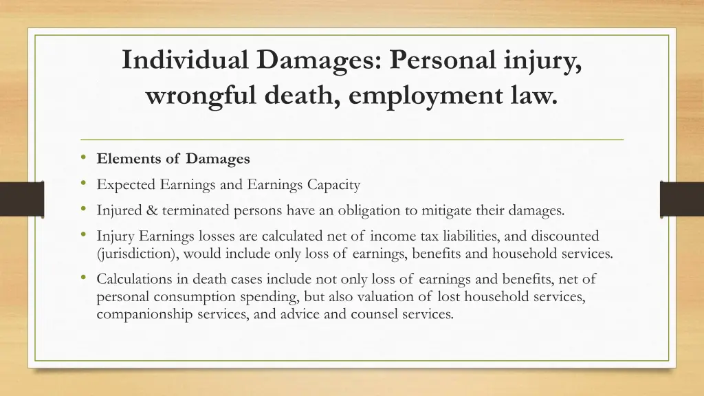 individual damages personal injury wrongful death