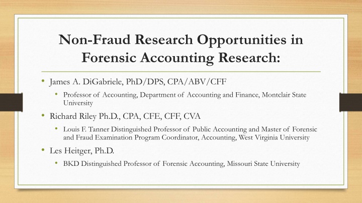 non fraud research opportunities in forensic