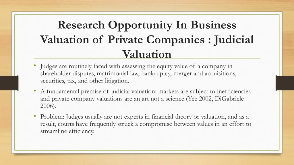 research opportunity in business valuation 3