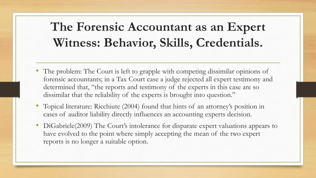 the forensic accountant as an expert witness 1