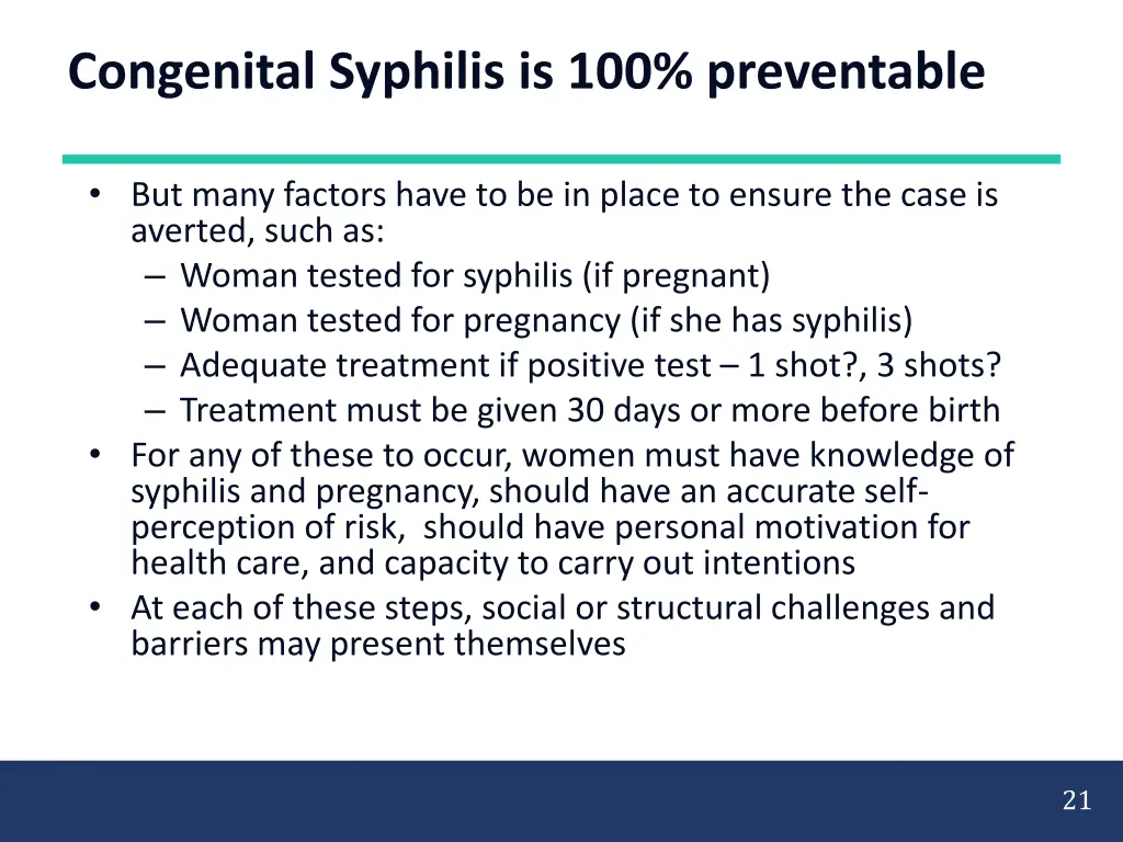 congenital syphilis is 100 preventable but many