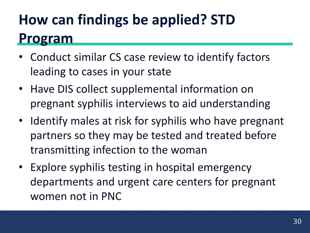 how can findings be applied std program conduct