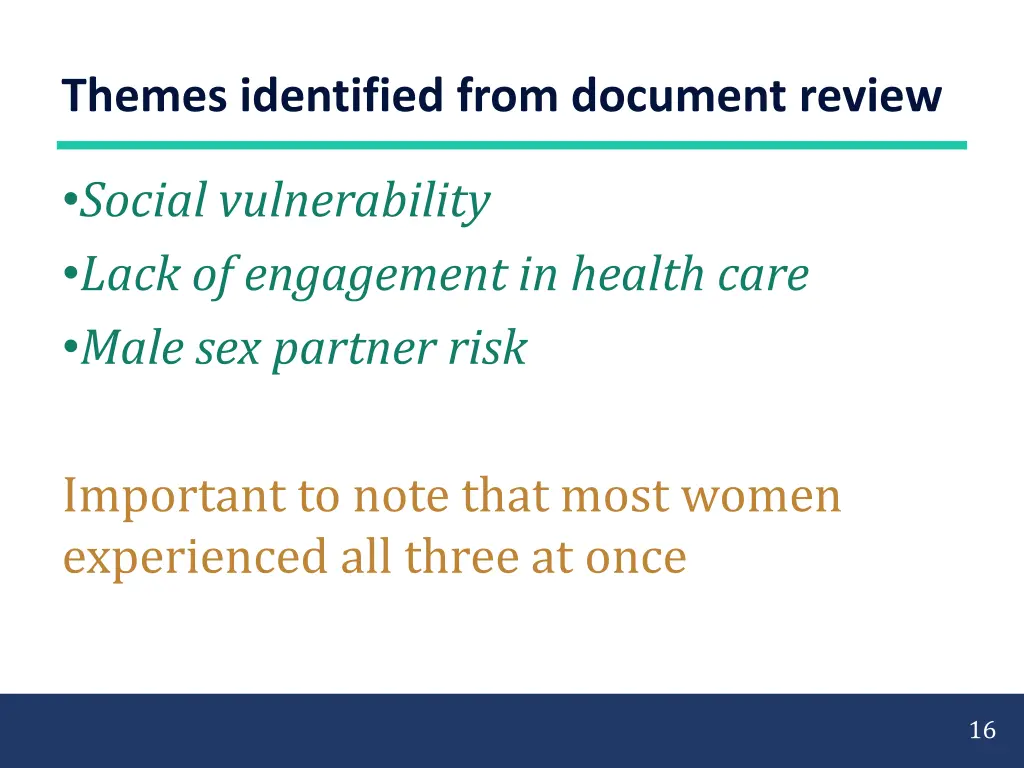 themes identified from document review